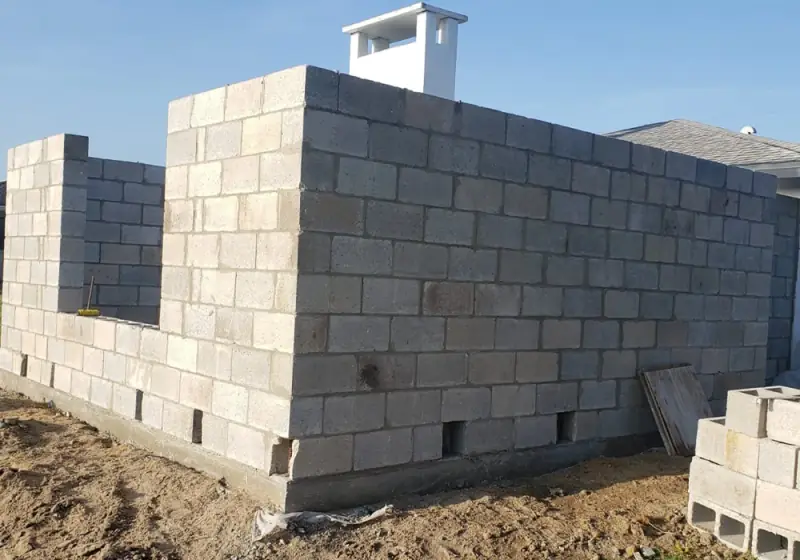 Concrete block walls going up for a home addition