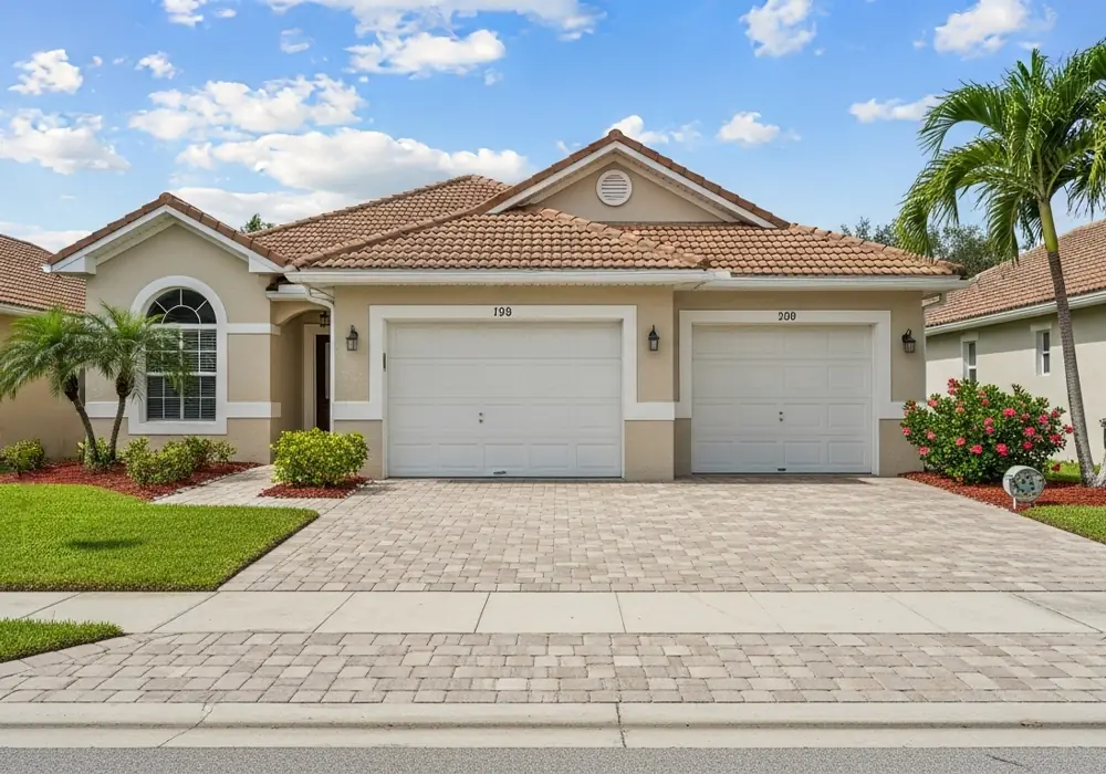 Paver driveway at a two-car garage home in Southwest Florida