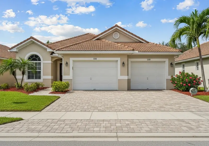 Paver driveway at a two-car garage home in Southwest Florida